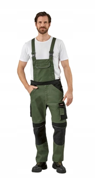 Parkside Spodnie ogrodniczki robocze męskie odblask wodoodporne zielone 52