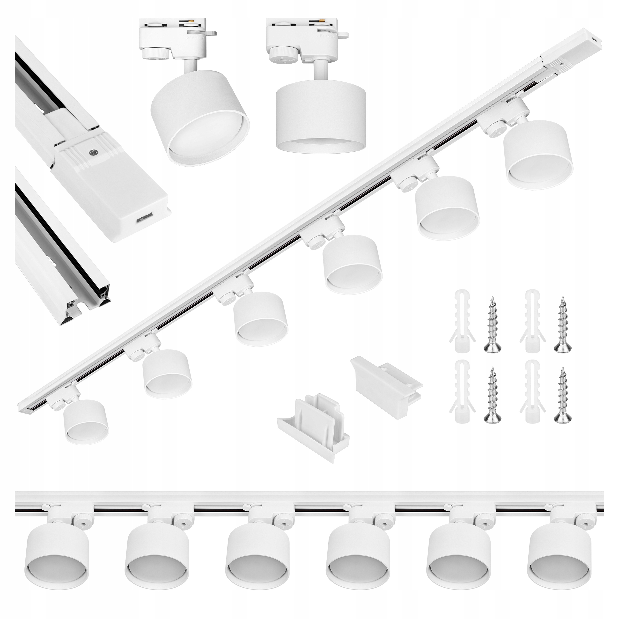 Sada kolejnicová lišta 2 m 6 x lampa GX53 Led kolejnicové osvětlení