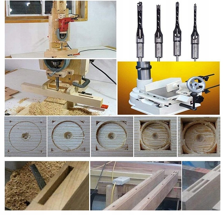 ZESTAW WIERTEŁ WIERTŁA DO DREWNA KWADRATOWE 4 SZT. Długość wiertła 134 mm