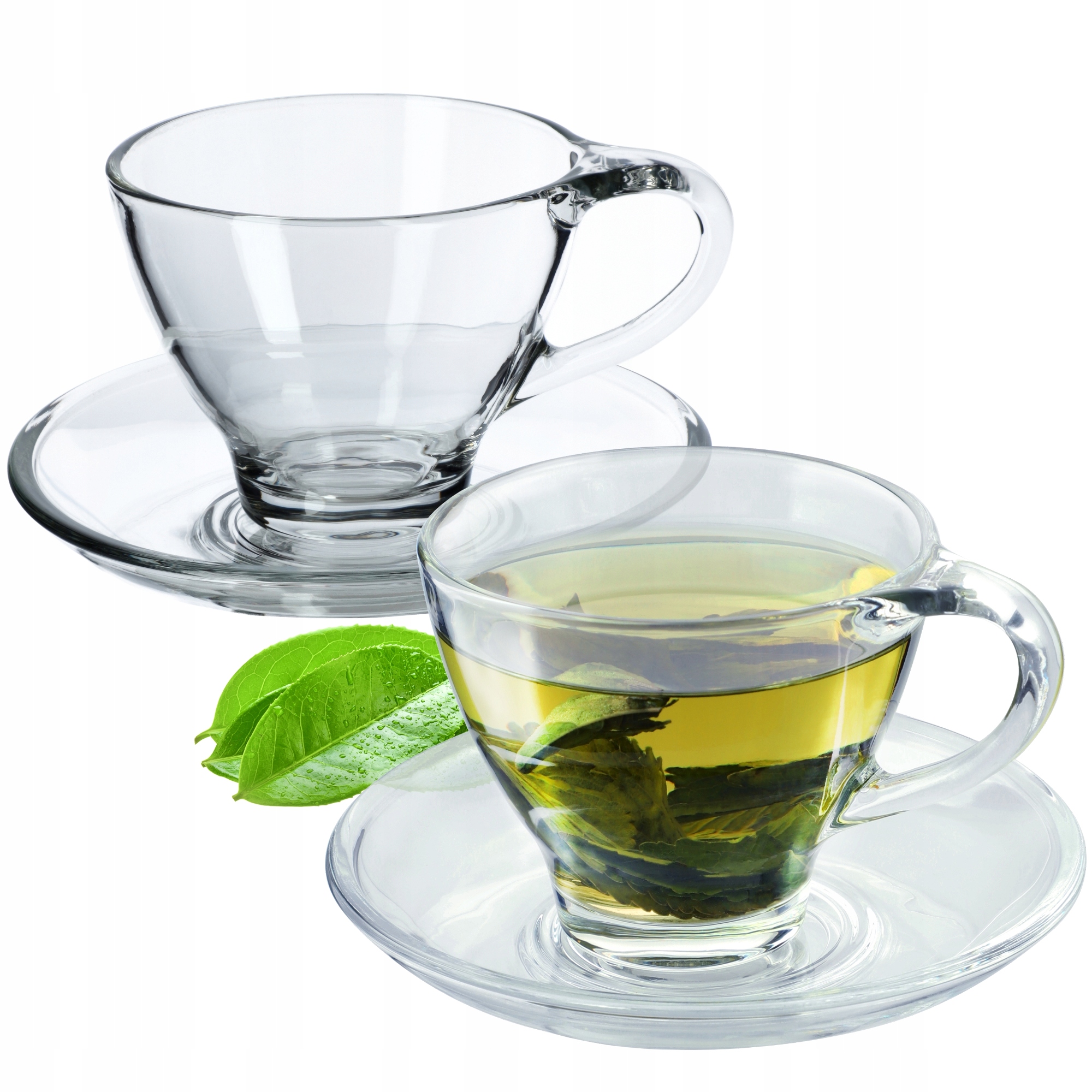 FILIŻANKI ZE SPODKIEM DO KAWY HERBATY 200ml 2szt.