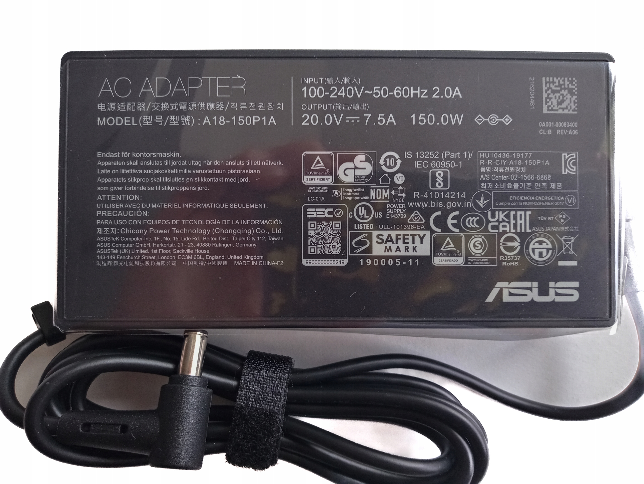 Originální Napájecí Zdroj Asus 150 W 20 V 7,5 A