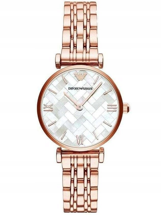 Zegarek Damski Emporio Armani AR11110 biała tarcza bransoleta różowe złoto