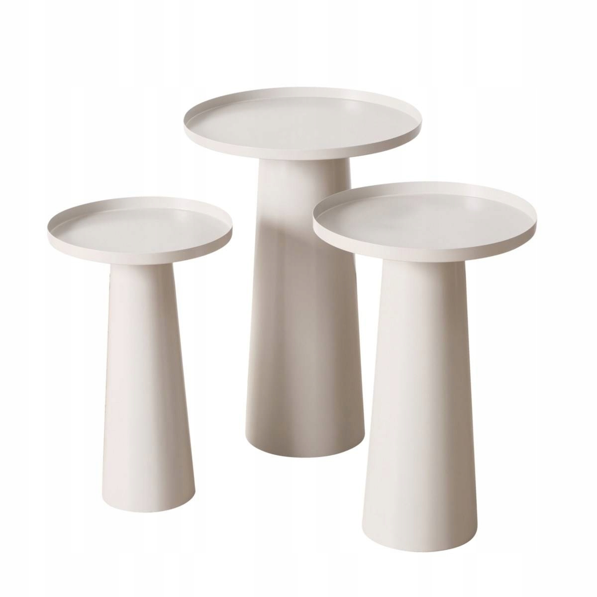 Kovový Okrúhly Stolík Biely Štýlový Set 3 Kusy 55X38 CM Jacky