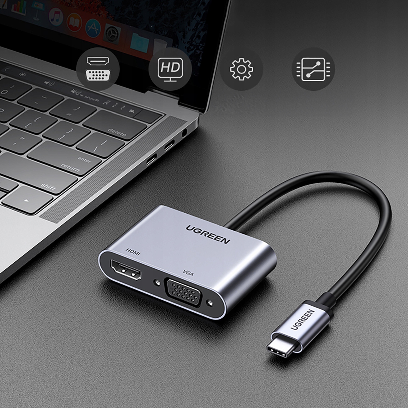 UGREEN ADAPTER HUB USB-C - HDMI / VGA / USB-A 3.0 / USB-C PD Marka Ugreen