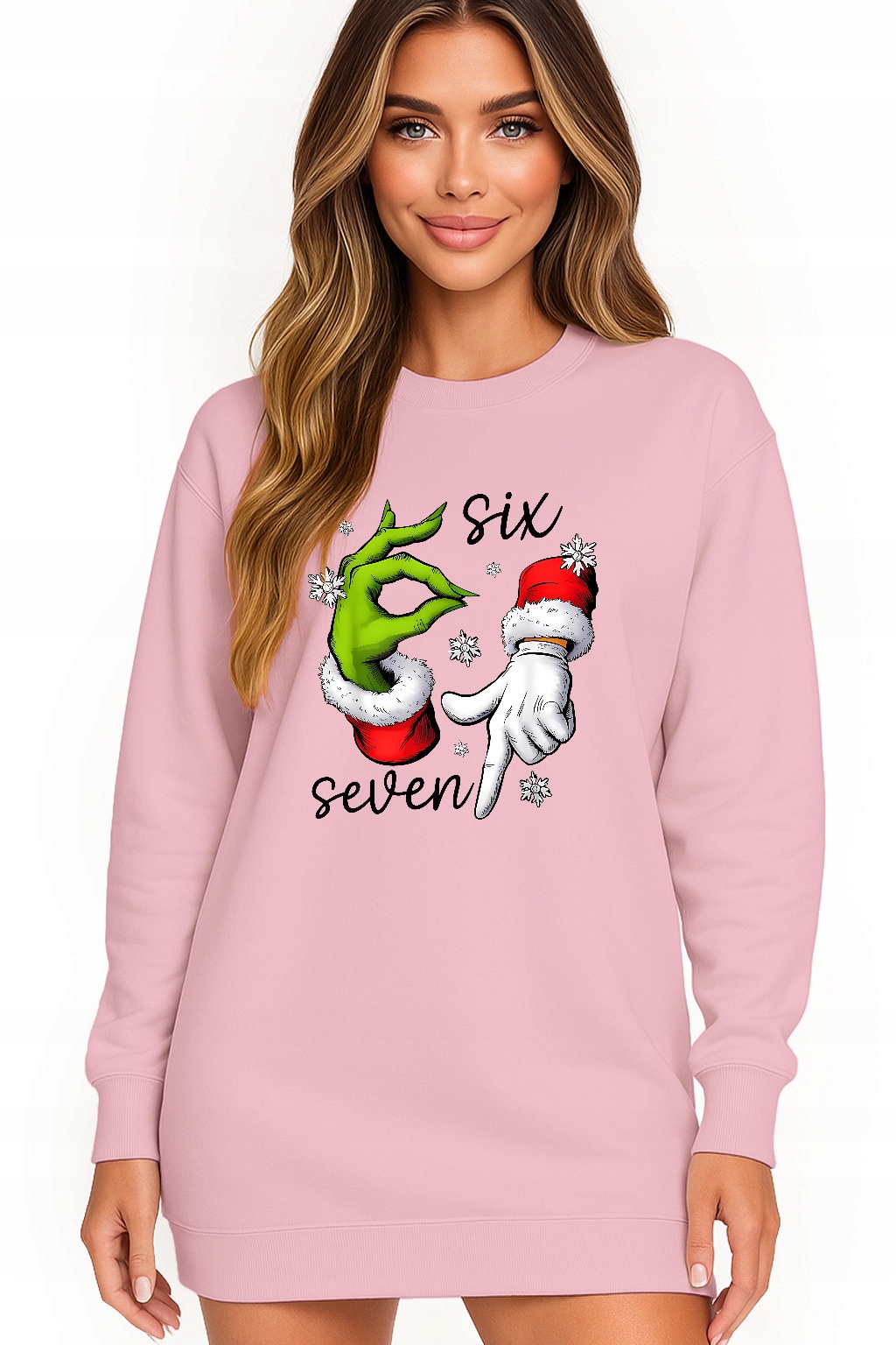 Mikina Vánoční Oversize Šaty Six Seven 67 Grinch Dárek M