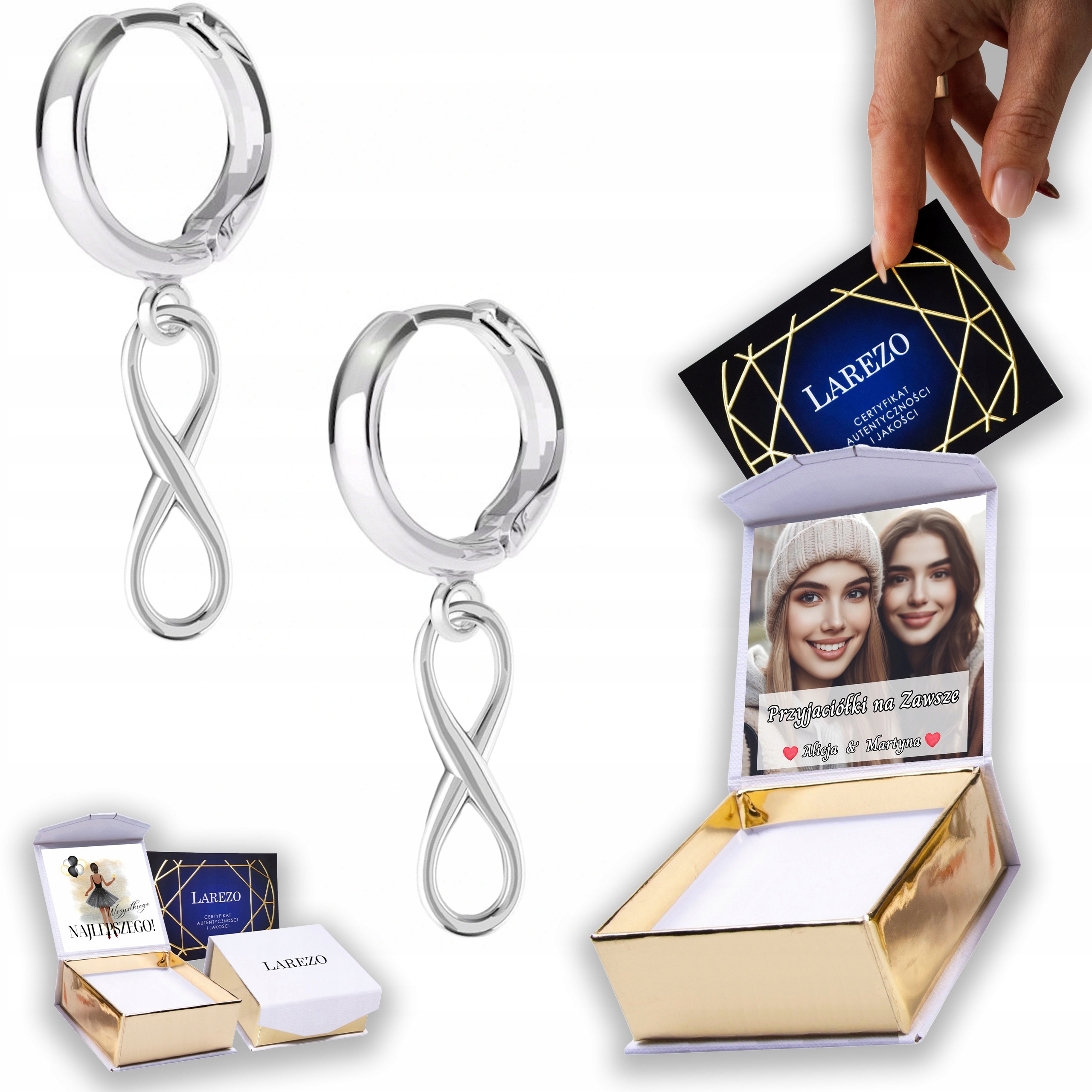 Stříbrné Náušnice 925 s nekonečnem Znamení nekonečna Potisk