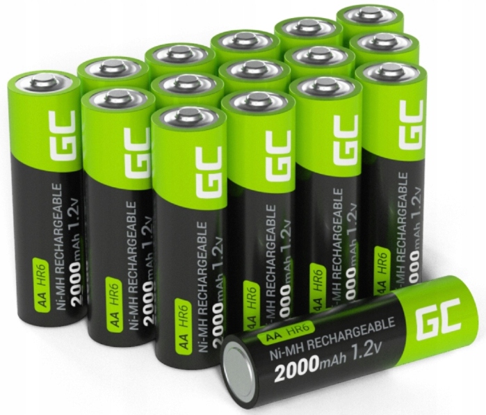 16 x Akumulátory Aa R6 2000 mAh Baterie Pro Nabíjení Solárních Lamp