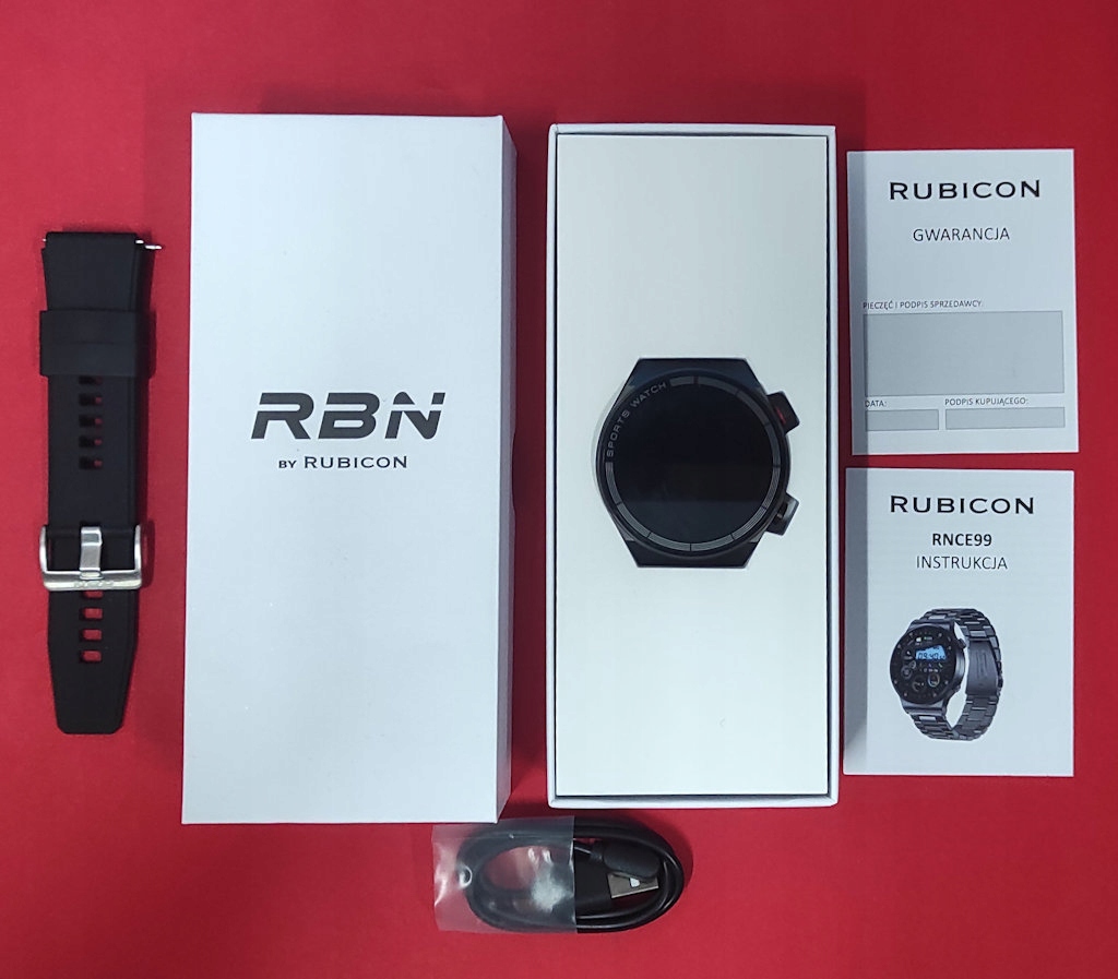 FEKETE OKOSÓRA RUBICON RNCF24 BESZÉLGETÉS PULZUS AKKUMULÁTOR 1000 mAh Tok alakja négyszögletes