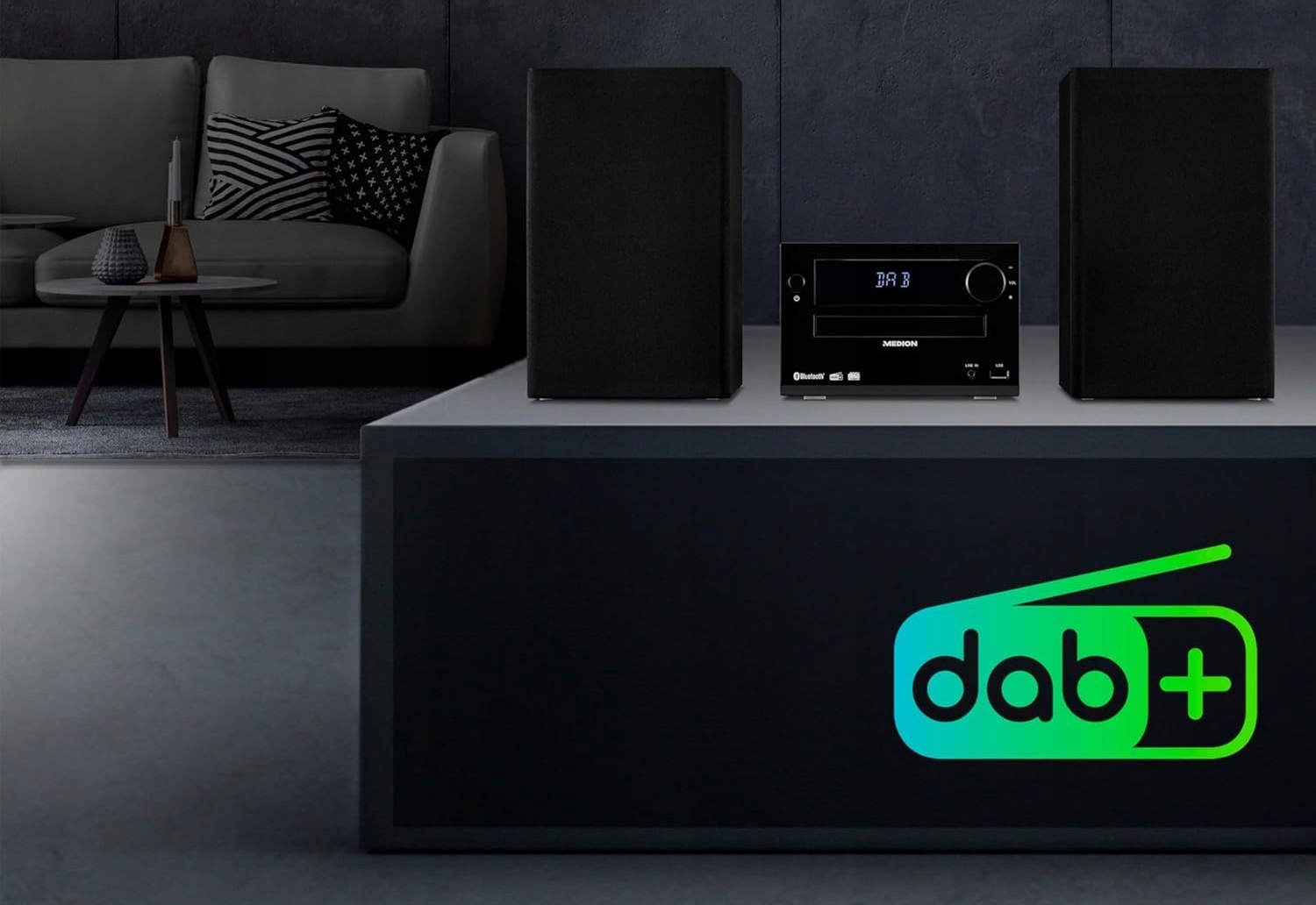 MIKRO WIEŻA CYFROWA DAB+ MD44484 CD/MP3 FM BLUETOOTH 2X15W RMS USB PILOT Radio DAB FM