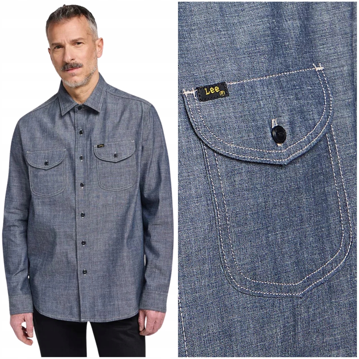 Lee 101 70'S Shirt Dry Premium volná bavlněná džínová košile chambray L