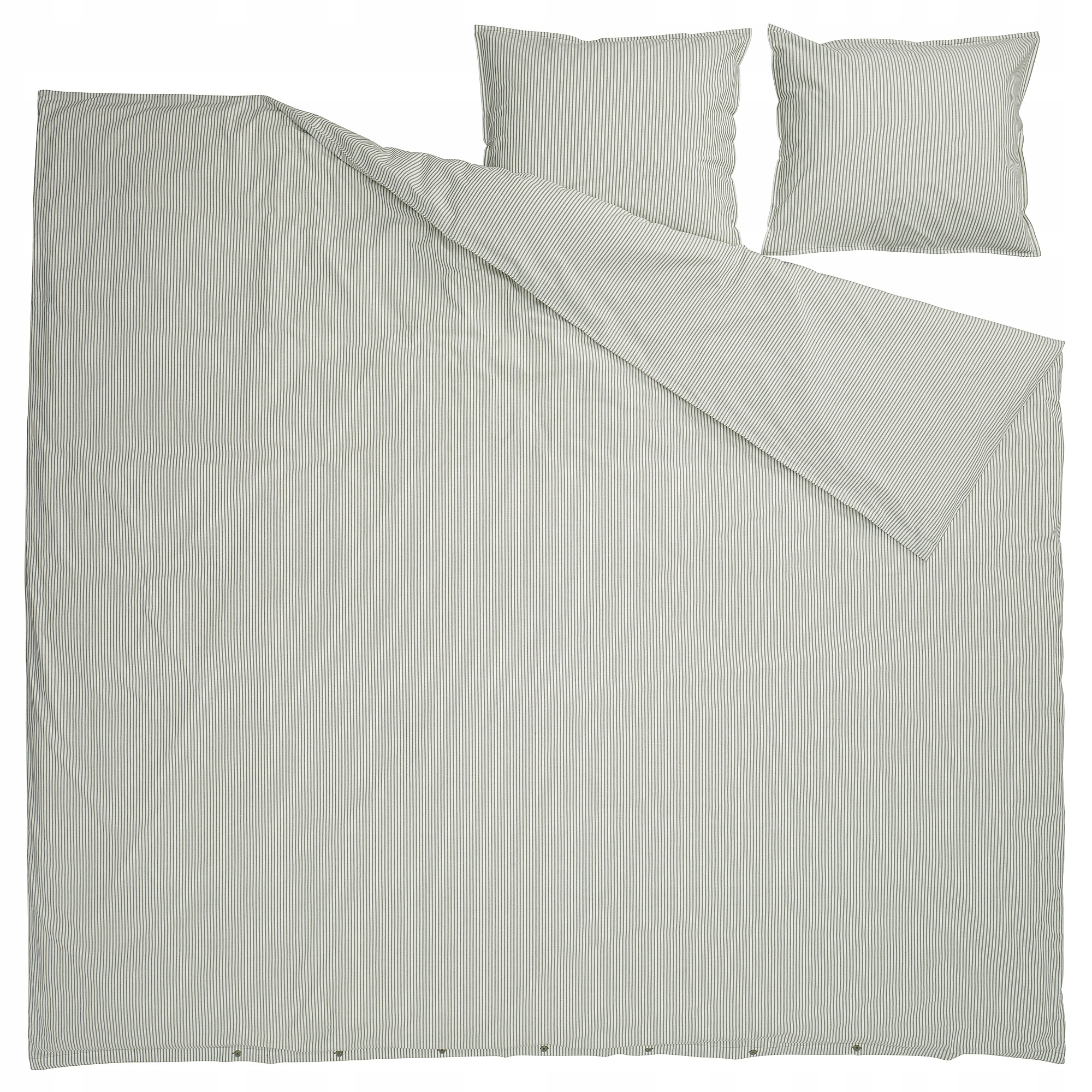Ikea Solfibbla Povlečení 200 x 200 cm a 2 povlaky na polštáře 50 x 60 cm bílé zelené pruhy