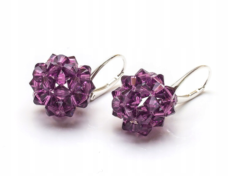 

Srebrne Kolczyki 925 Kule 16 z kr. Swarovski Amet