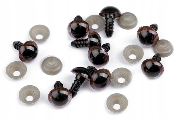 Oczy do zabawek maskotek 10mm brązowe 1 para