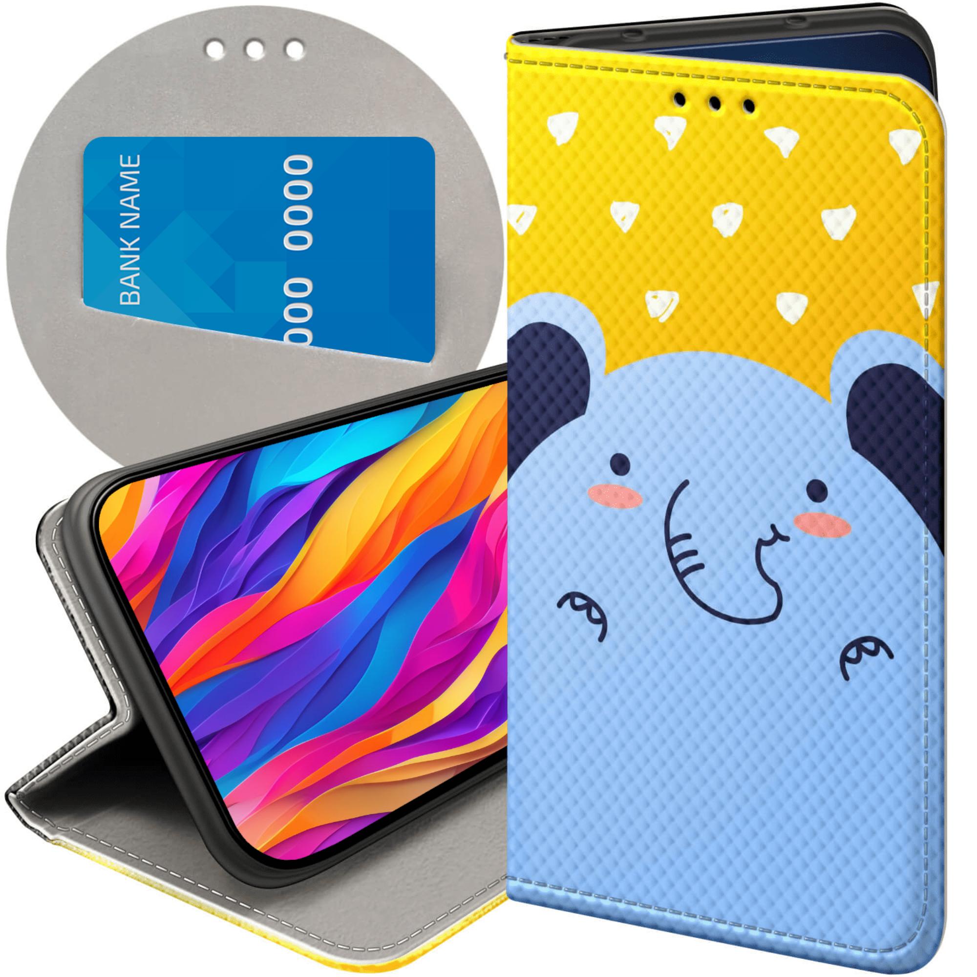 Etui Z Klapką Do Xiaomi Redmi Note 9T Słoń Słonie Słoniki Futerał