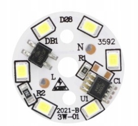 

Moduł Led Smd 3W 230V 28mm 300lm biały zimny