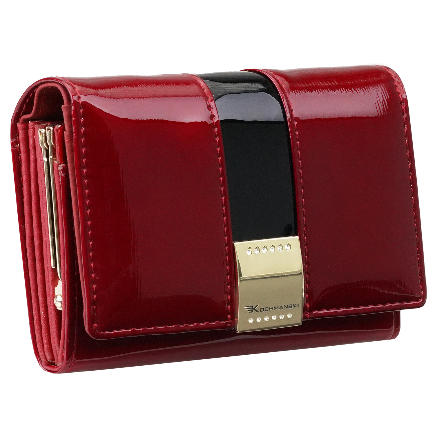 Kochmanski mały portfel damski skórzany lakierowany ze skóry Premium