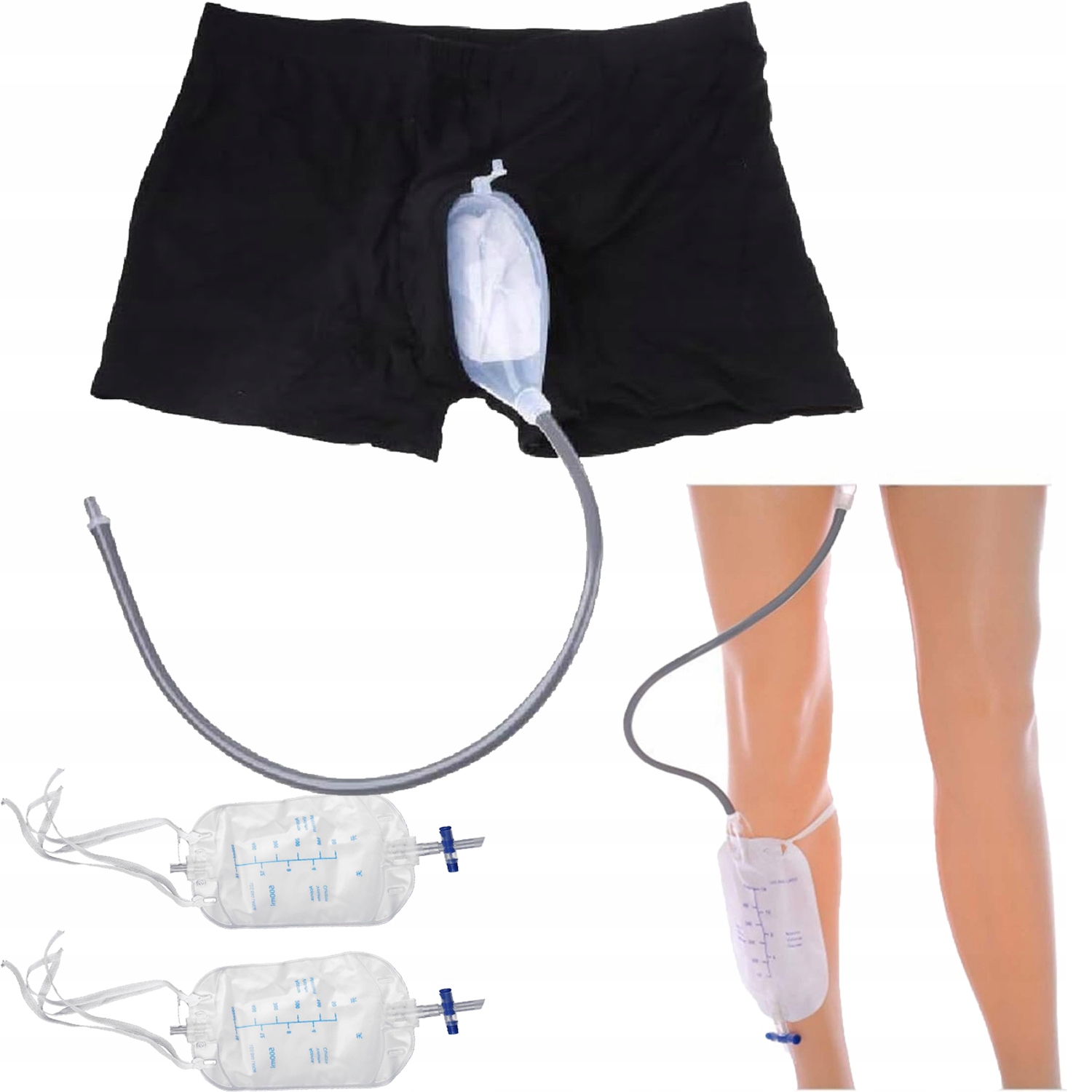 ZEWNĘTRZNY CEWNIK WORKI MOCZOWY DLA MĘŻCZYZN 500ML ODDYCHAJĄCE I WYGODNE