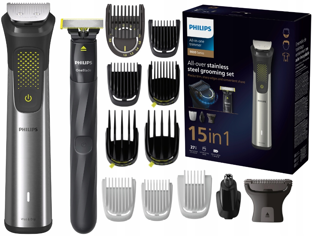 Set Holiaci Strojček Philips 9000 Zastrihávač 15v1 Na Holenie Strojček+oneblade