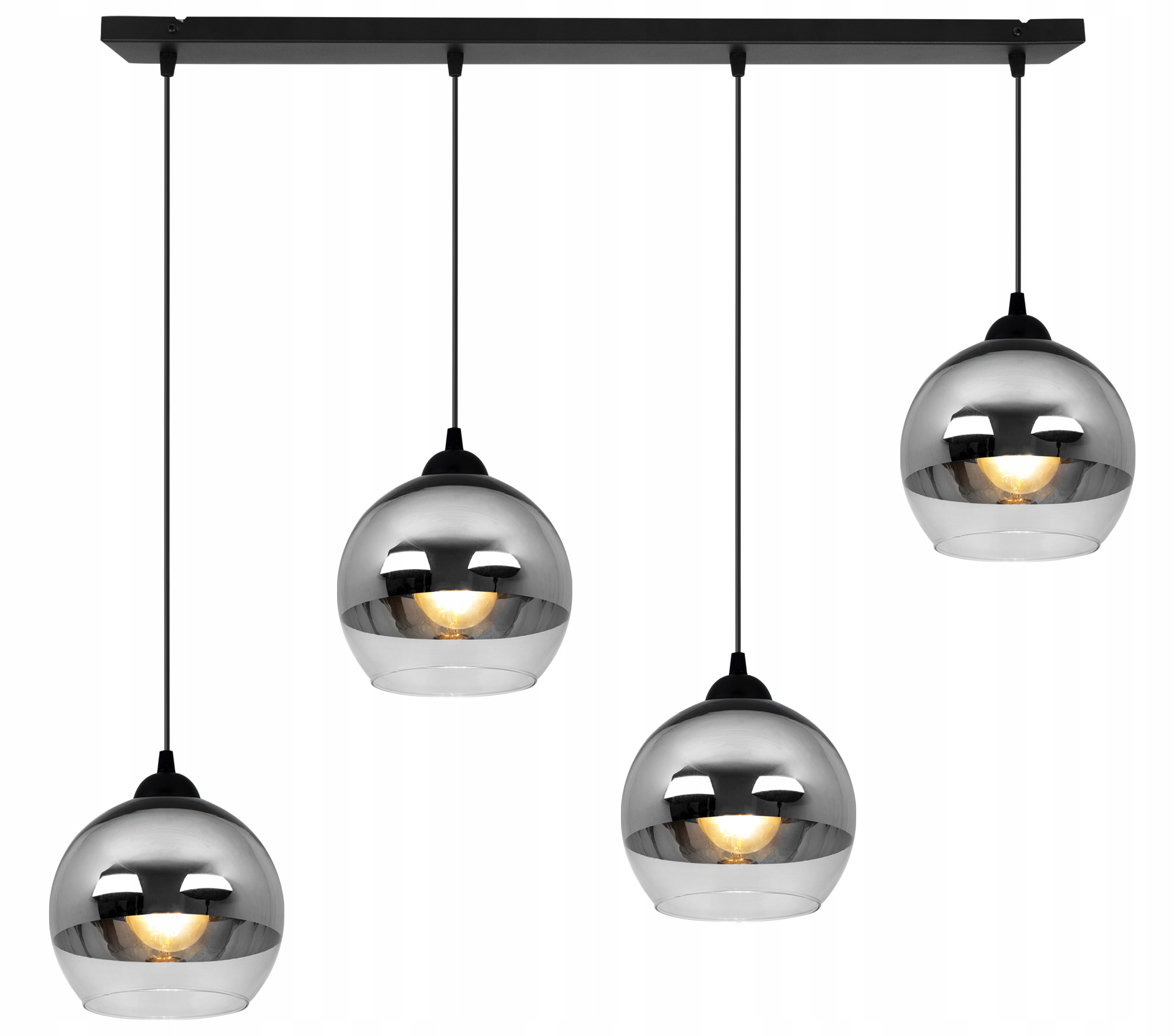 Závěsná Stropní Lampa Lustr Skleněný Stínidlo Lišta Chrom Nad Stůl Ostrov