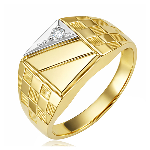 ZŁOTY SYGNET MĘSKI Z DIAMENTEM LAB. F-VS ELEGANCJA W NOWOCZESNYM WYDANIU