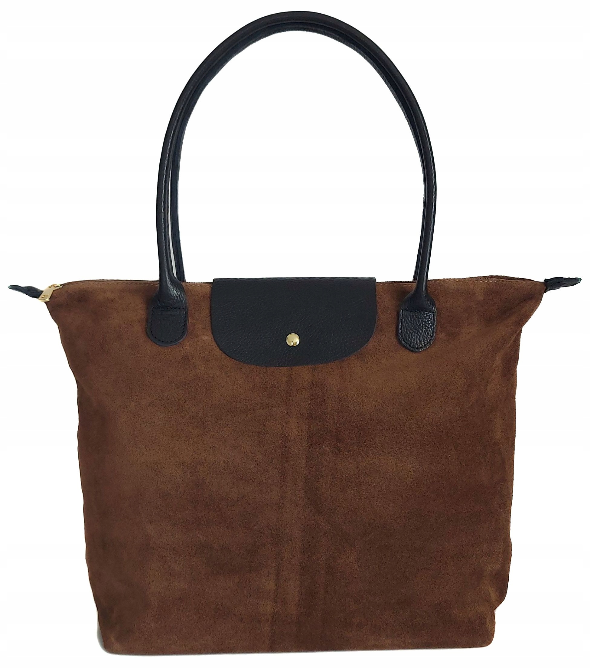 Velká semišová taška A4 XL prostorná Italská kůže Shopper Vera Pelle Béžová