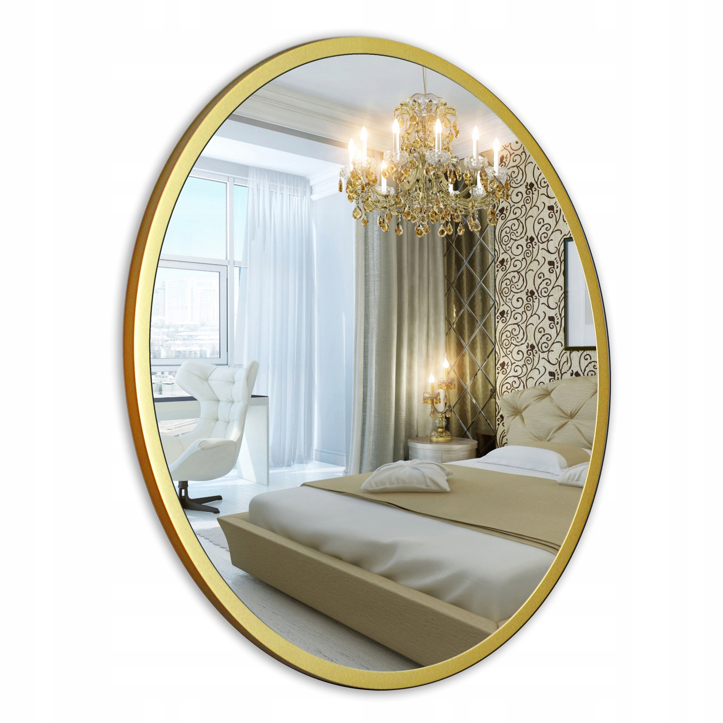 

Lustro Okrągłe Złote Loft 70 CM Aluminium