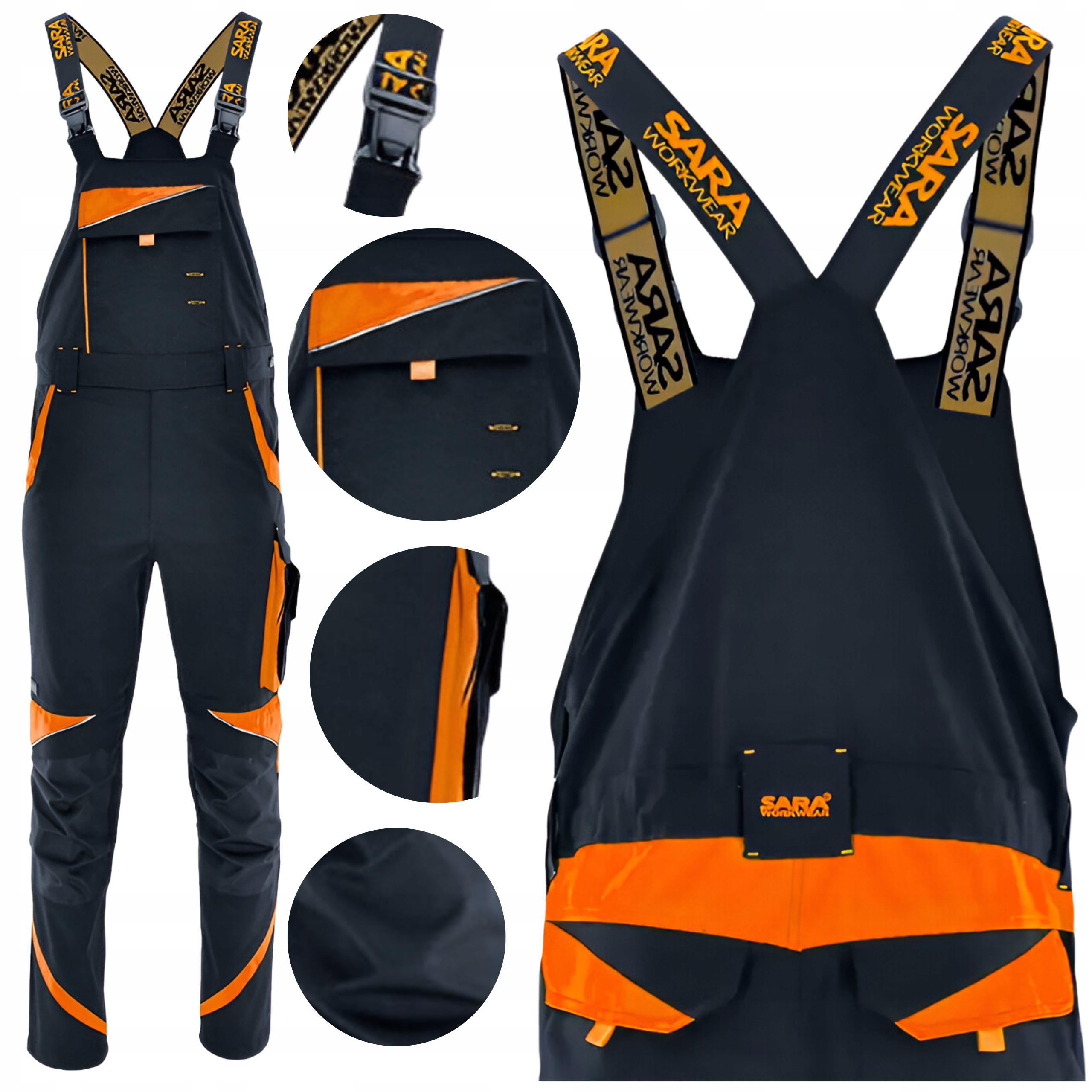 Spodnie Robocze Ogrodniczki Męskie Bhp Wytrzymałe Mocne kieszenie 60