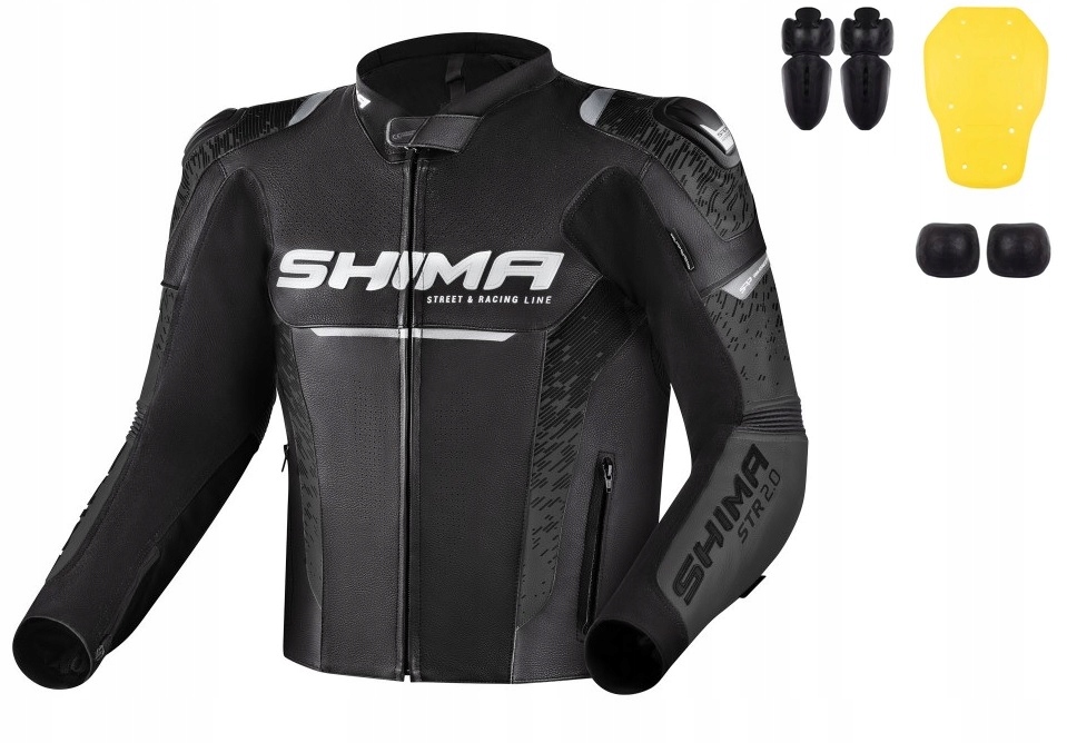 Shima Str 2.0 Black Kožená moto bunda