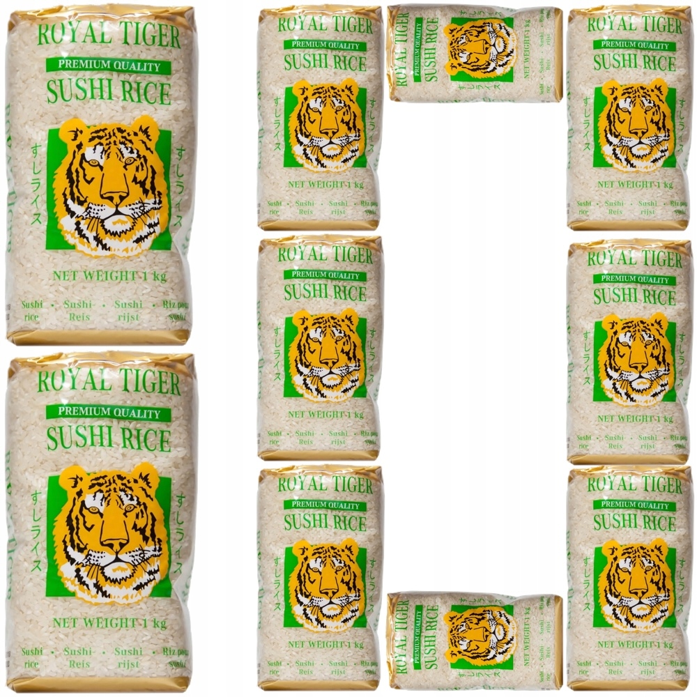 Levně 10 x Rýže na sushi Rice kulaté lepidlové zrno 1 kg 1000 g Royal Tiger