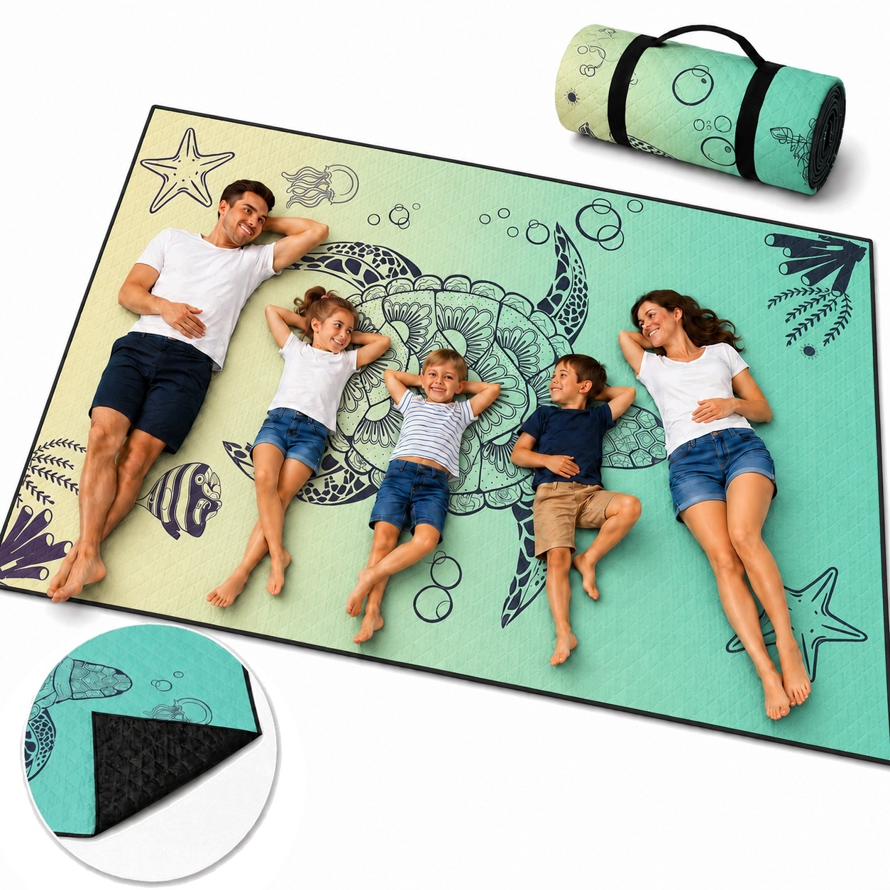 Koc Piknikowy 270x195 Składany Na Plażę Trawę Biwak Pikowany Chill&Thrill