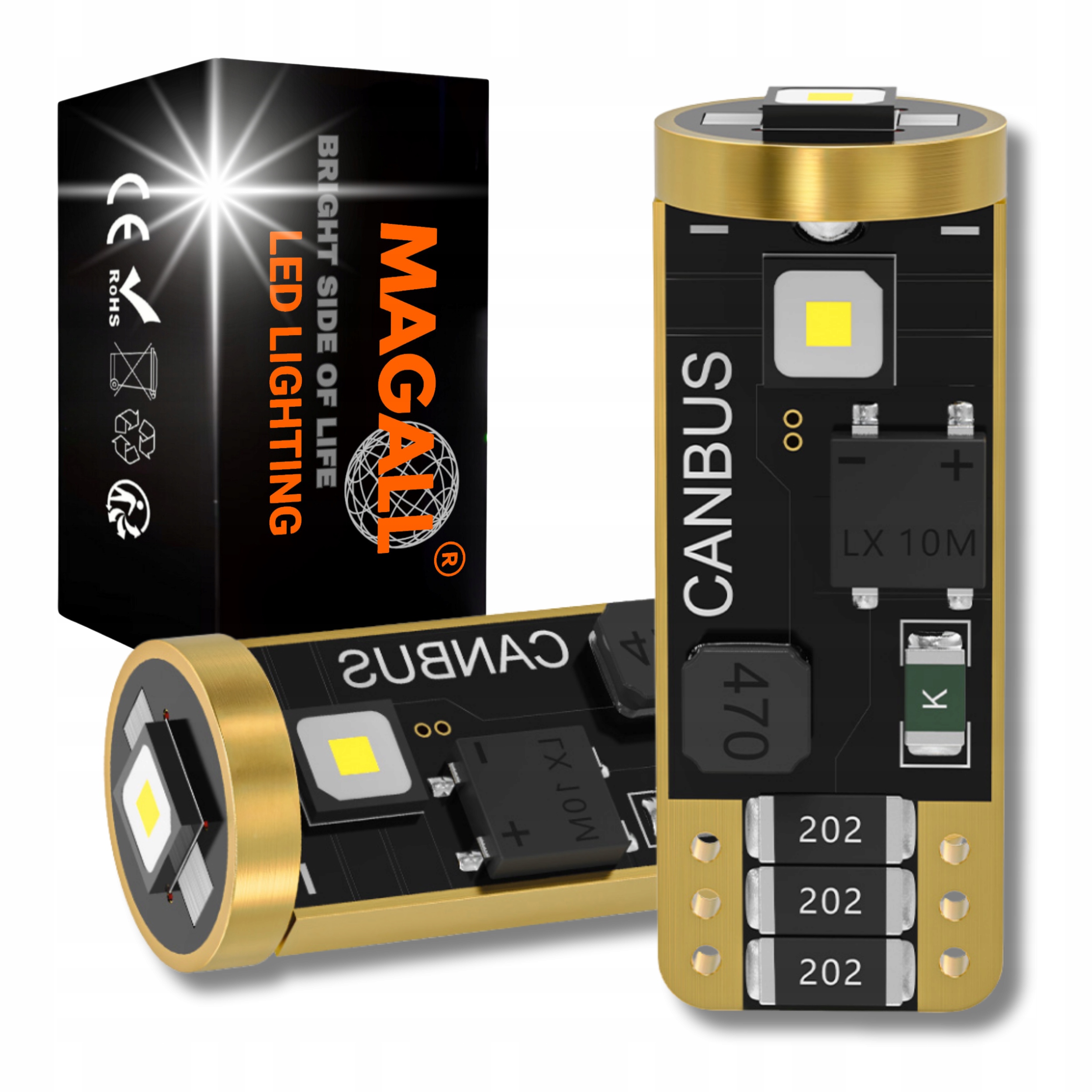 Żarówki W5W Led T10 Magall M1 6000K 300LM 12V 2.5W Canbus 3×SMD 2 Sztuki