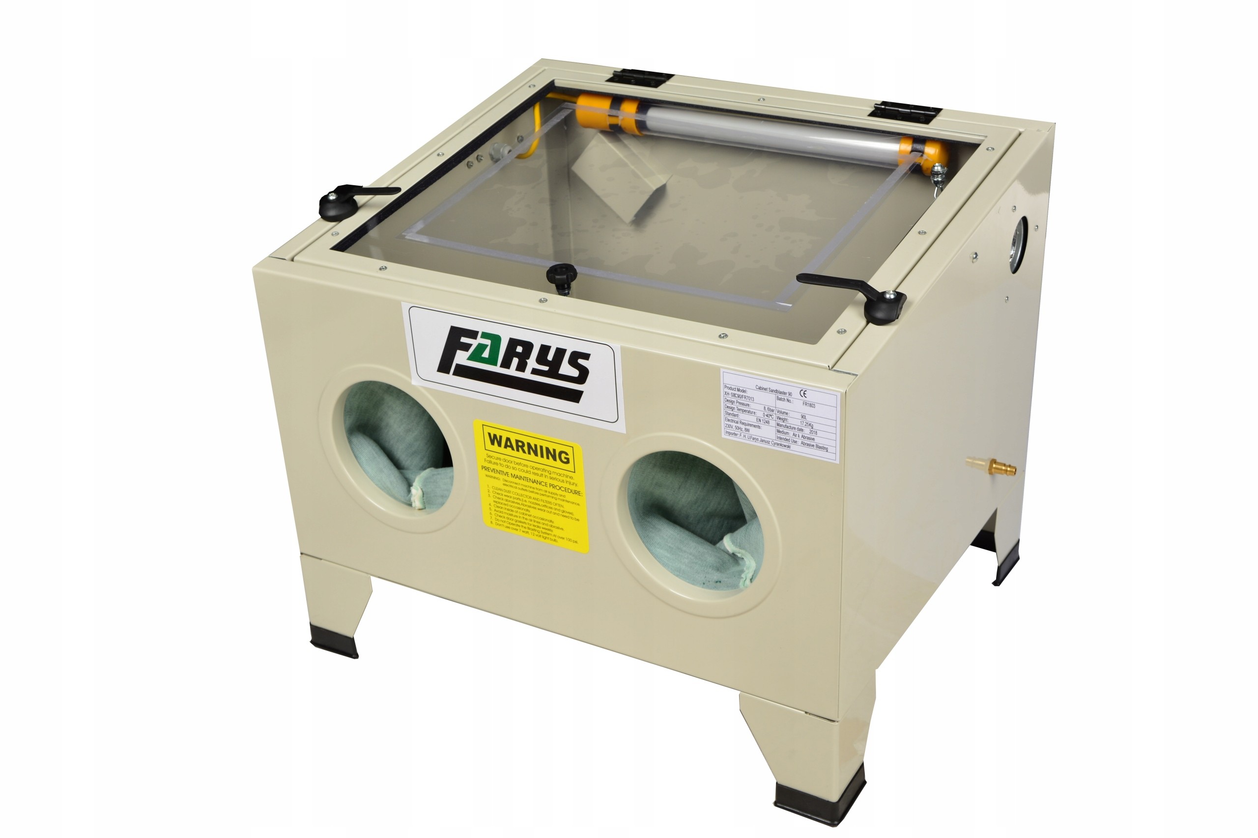 Piaskarka kabinowa 90L PISTOLET DYSZE FOLIA Farys Mark Farys