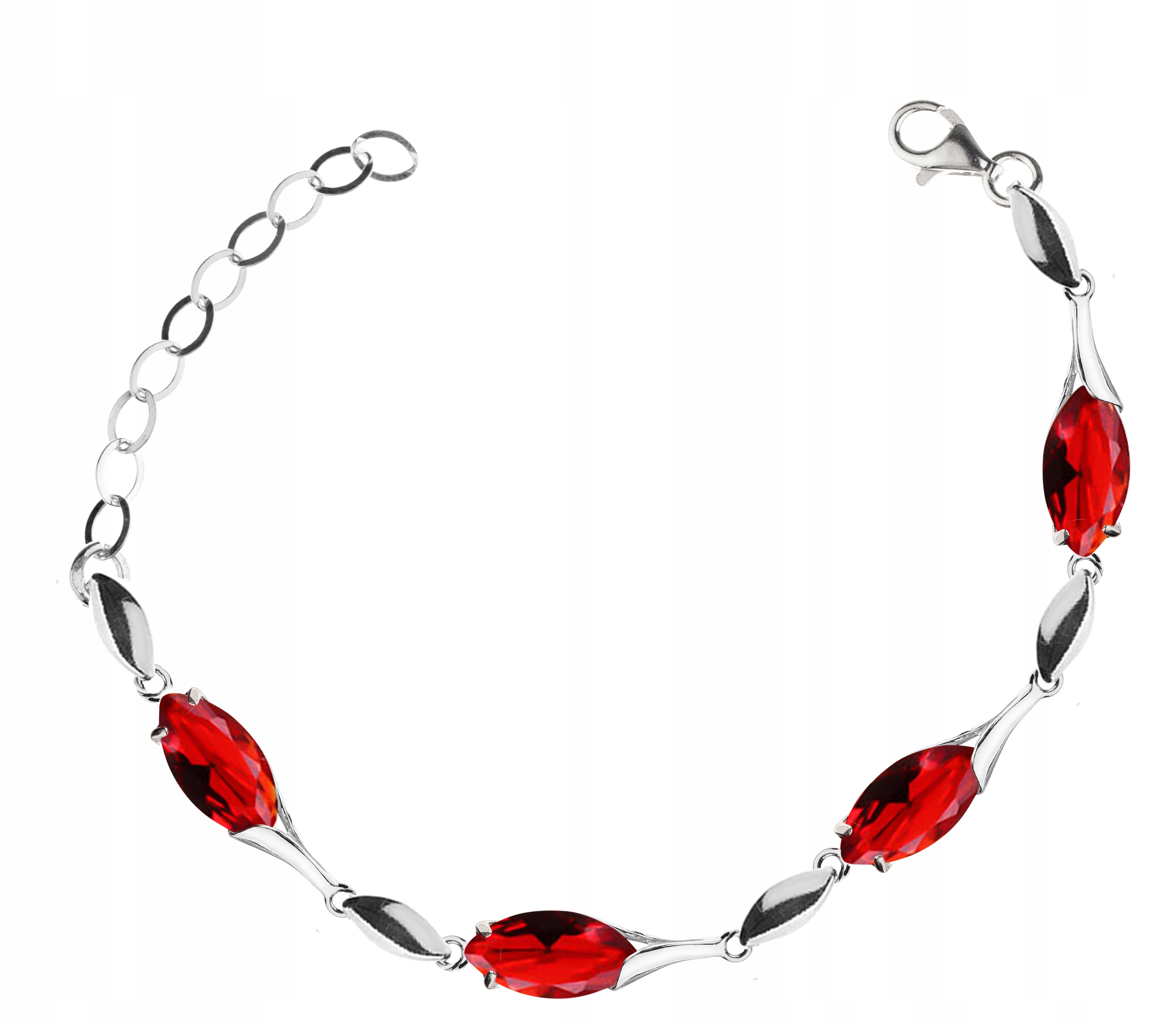 

Bransoletka Sopelki Z Czerwonymi Cyrkoniami 925