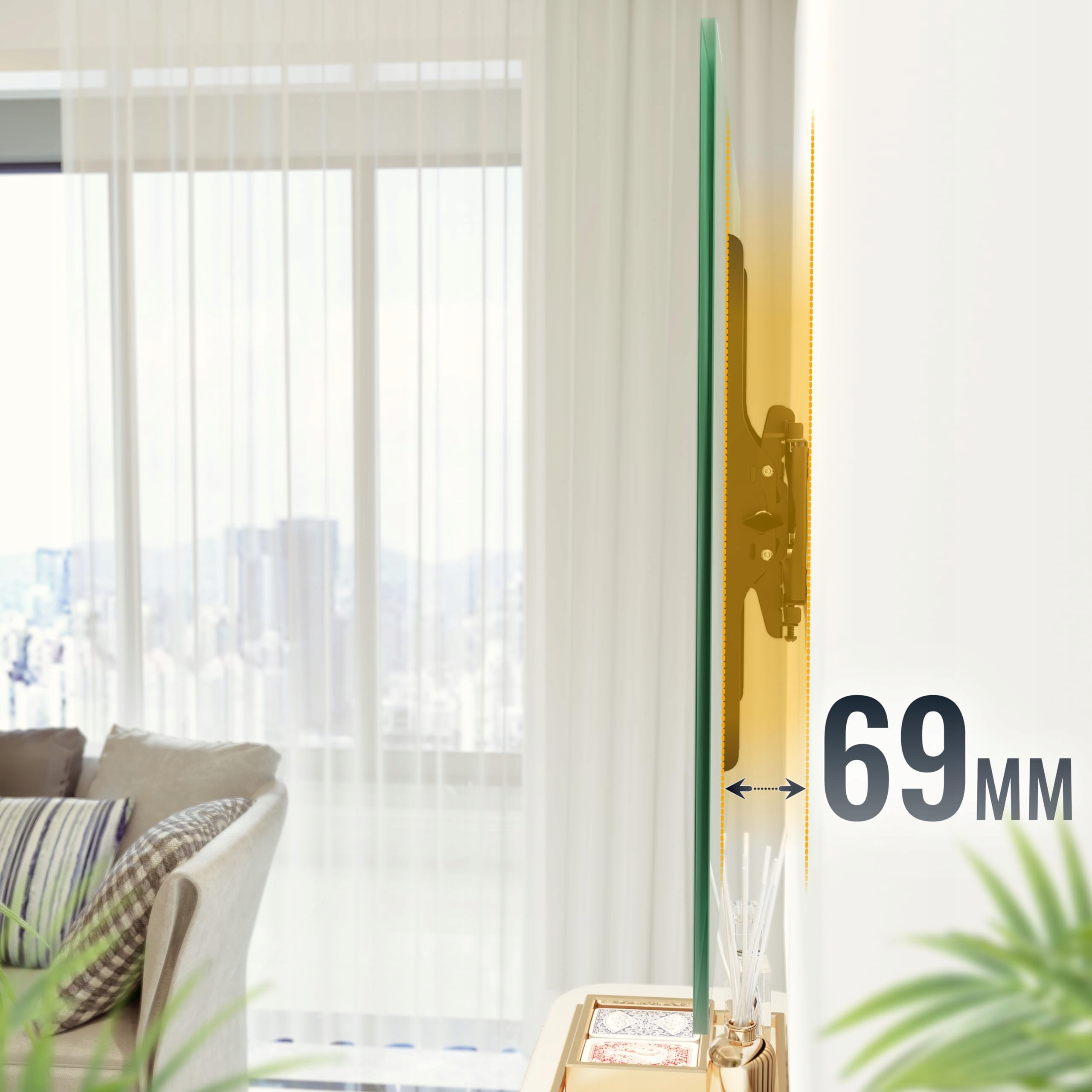 RICOO Uchwyt TV Ścienny Neigbar Ultra Slim 32-65 cali do 95Kg VESA 400x400 — miniatura 4