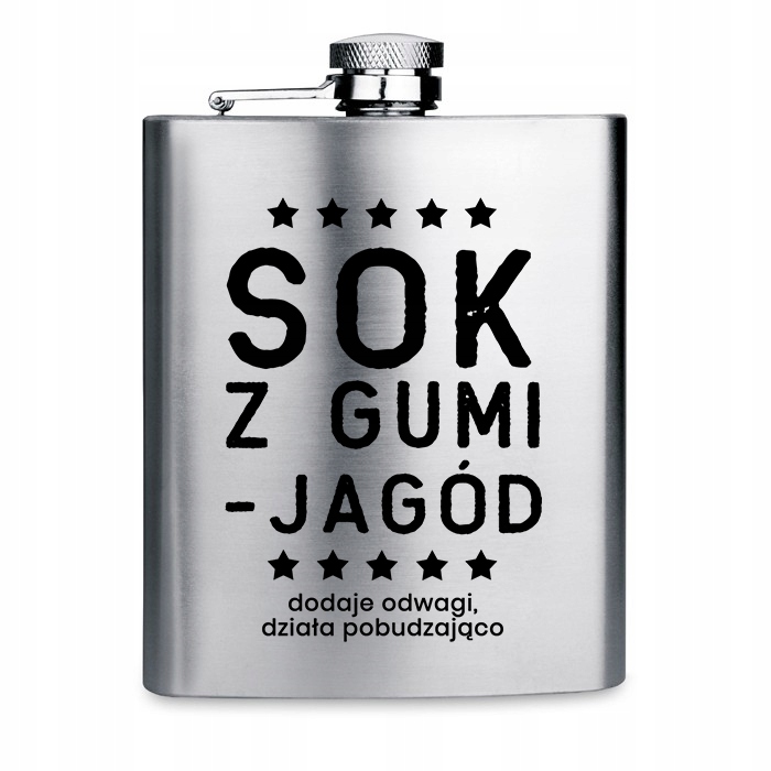 

Piersiówka metalow 220ml nadruk Sok Gumi Jagód 01