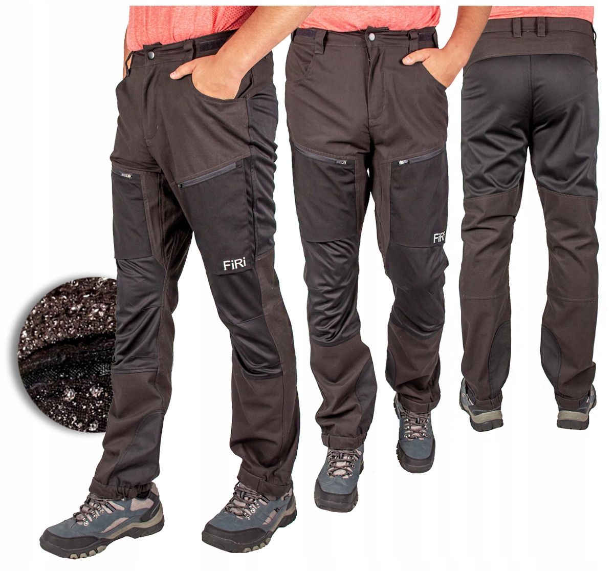 Černé pánské Trekingové dlouhé Voděodolné softshellové Kalhoty Firi XXL