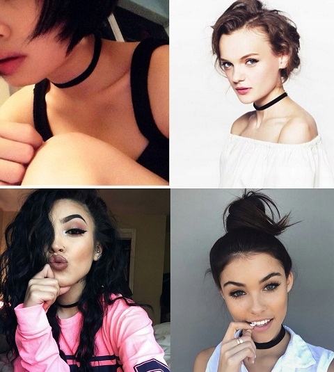 NASZYJNIK CZARNY CHOKER SREBRNY RZEMYK TASIEMKA Rodzaj Klasyczne