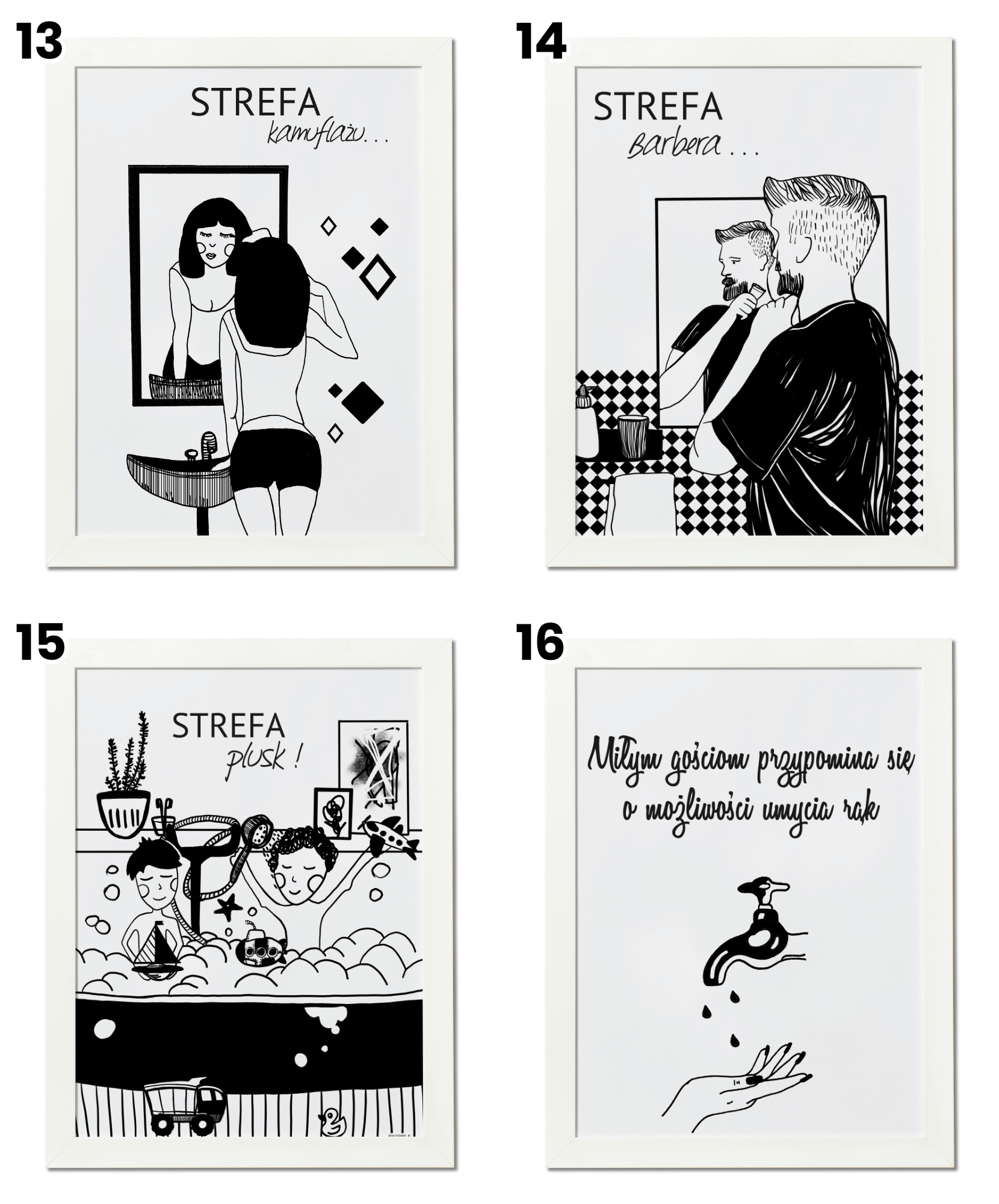 PLAKATY DO ŁAZIENKI - WYDRUK 21x30 - RÓŻNE WZORY! Rodzaj bez ramy