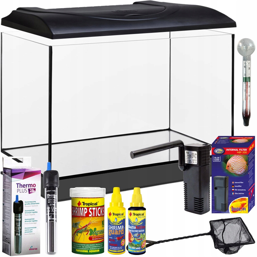 Zestaw Akwariowy 12L Wyposażenie Akwarium Dla Krewetek