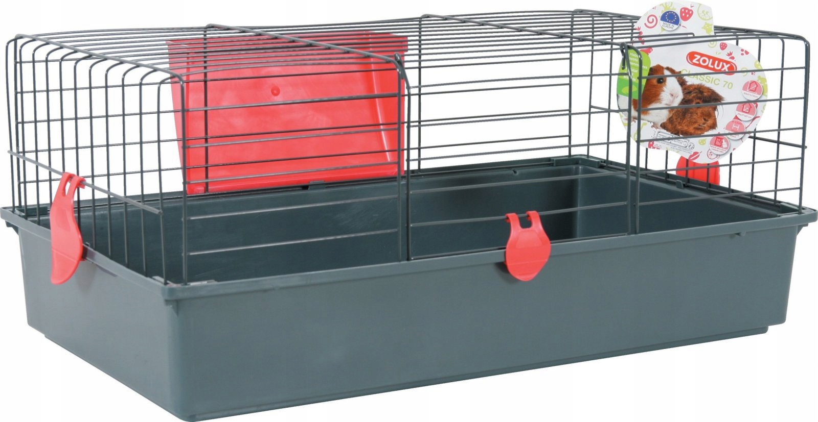 Levně Klec pro králíka velkých hlodavců 81 x 54 x 35 cm kol. šedá/červená