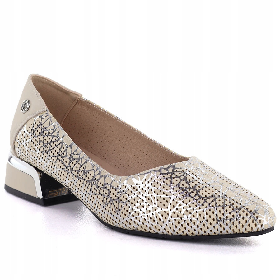 Dámské kožené ažurové lodičky béžové Vinceza 99201 40