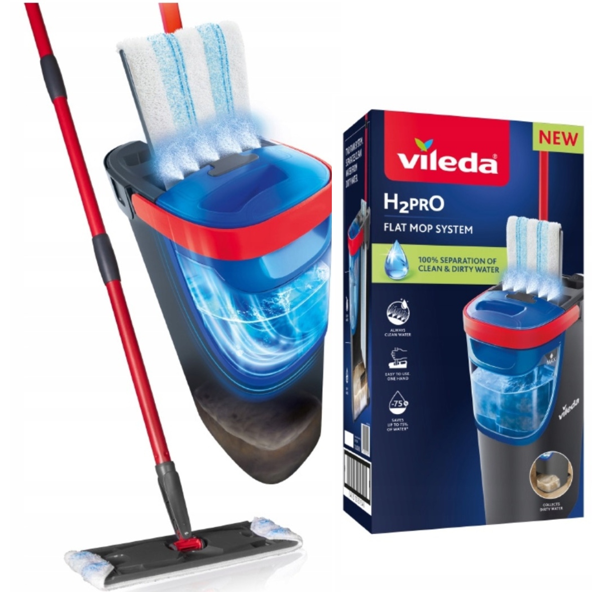 Mop Płaski Vileda H2prO – Zawsze Czysta Woda Zestaw Mop Z Wiadrem