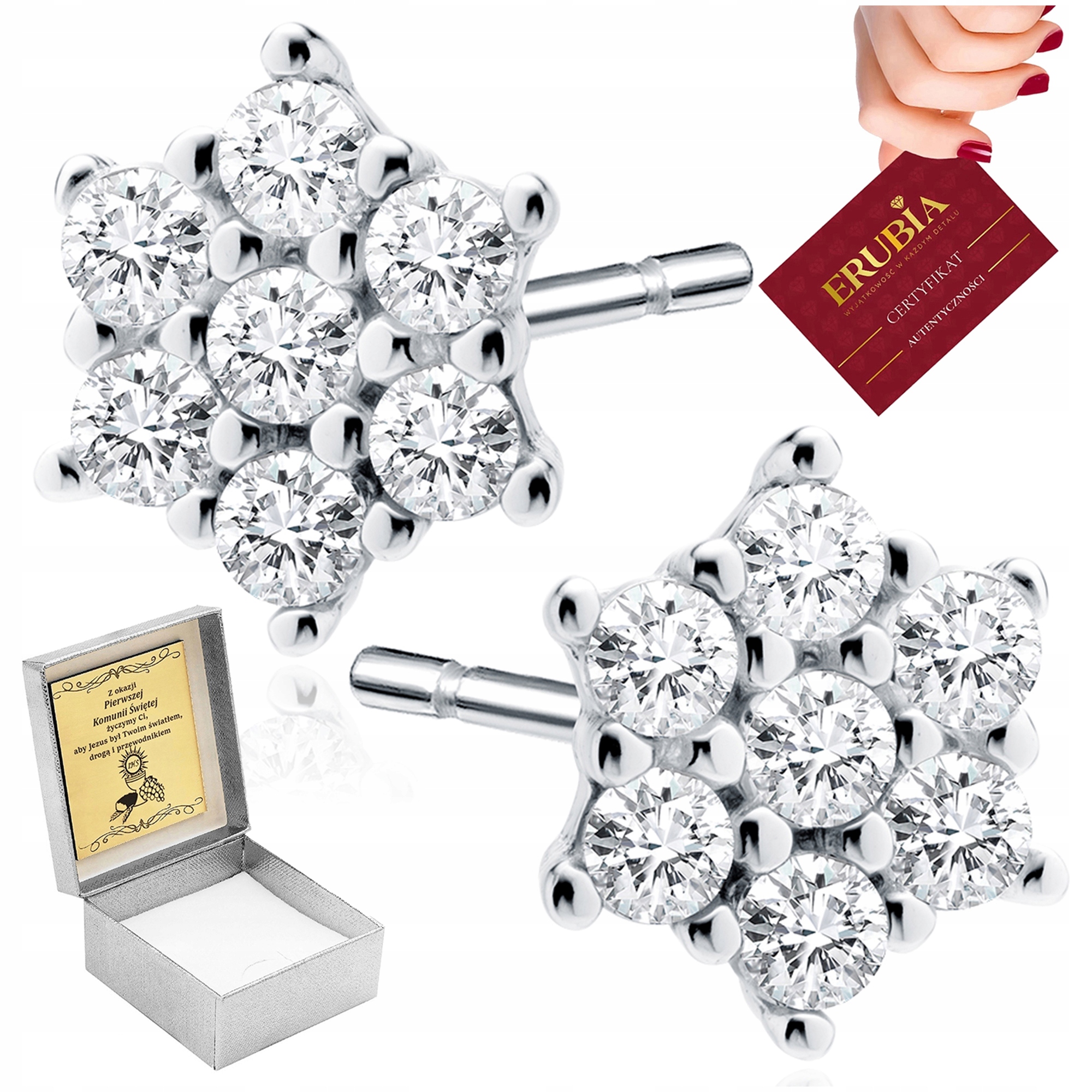 Stříbrné Náušnice Květiny Ryzost 925 Se Zirkony Pro Dívku Gravírování