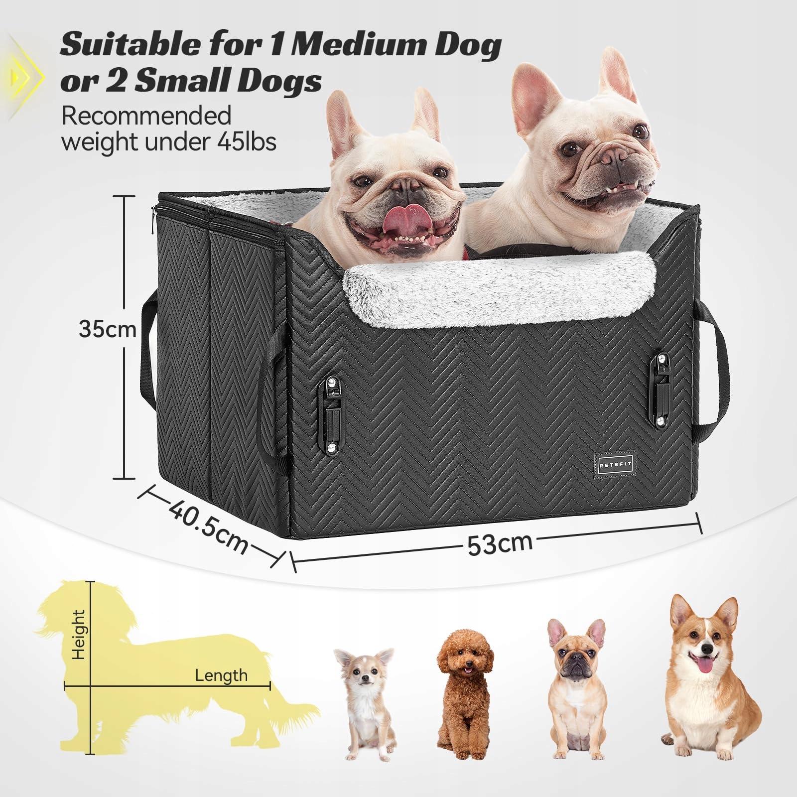 PETSFIT Fotelik Samochodowy Dla Psów Do 12kg Z Pasy Bezpieczeństwa — miniatura 5
