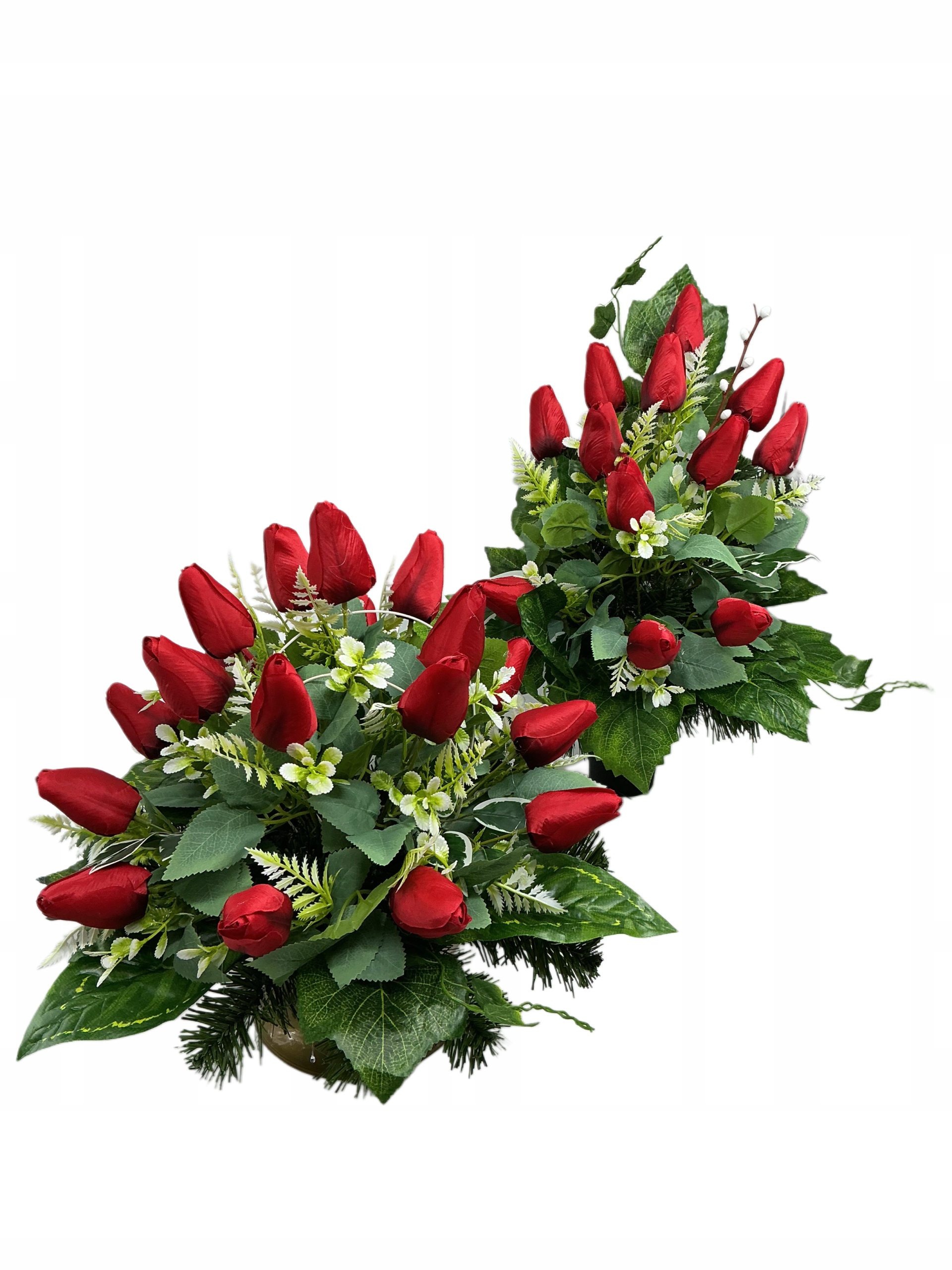Dekorace na hrob tulipány v květináči s vázou Velikonoce