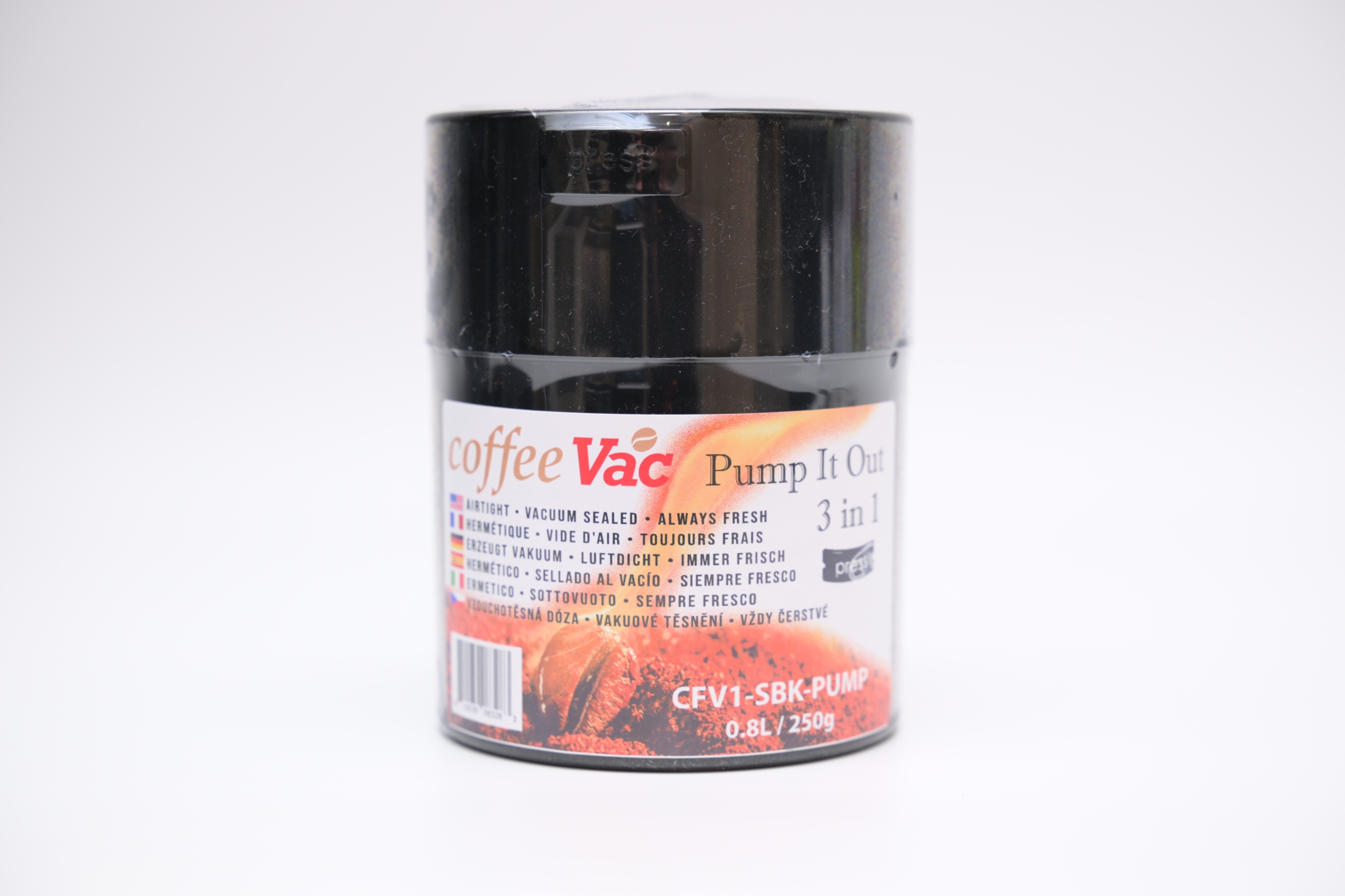 Vakuová nádoba na kávu s pumpičkou CoffeeVac 250 g 0,8 l CFV1-SBK-PUMP
