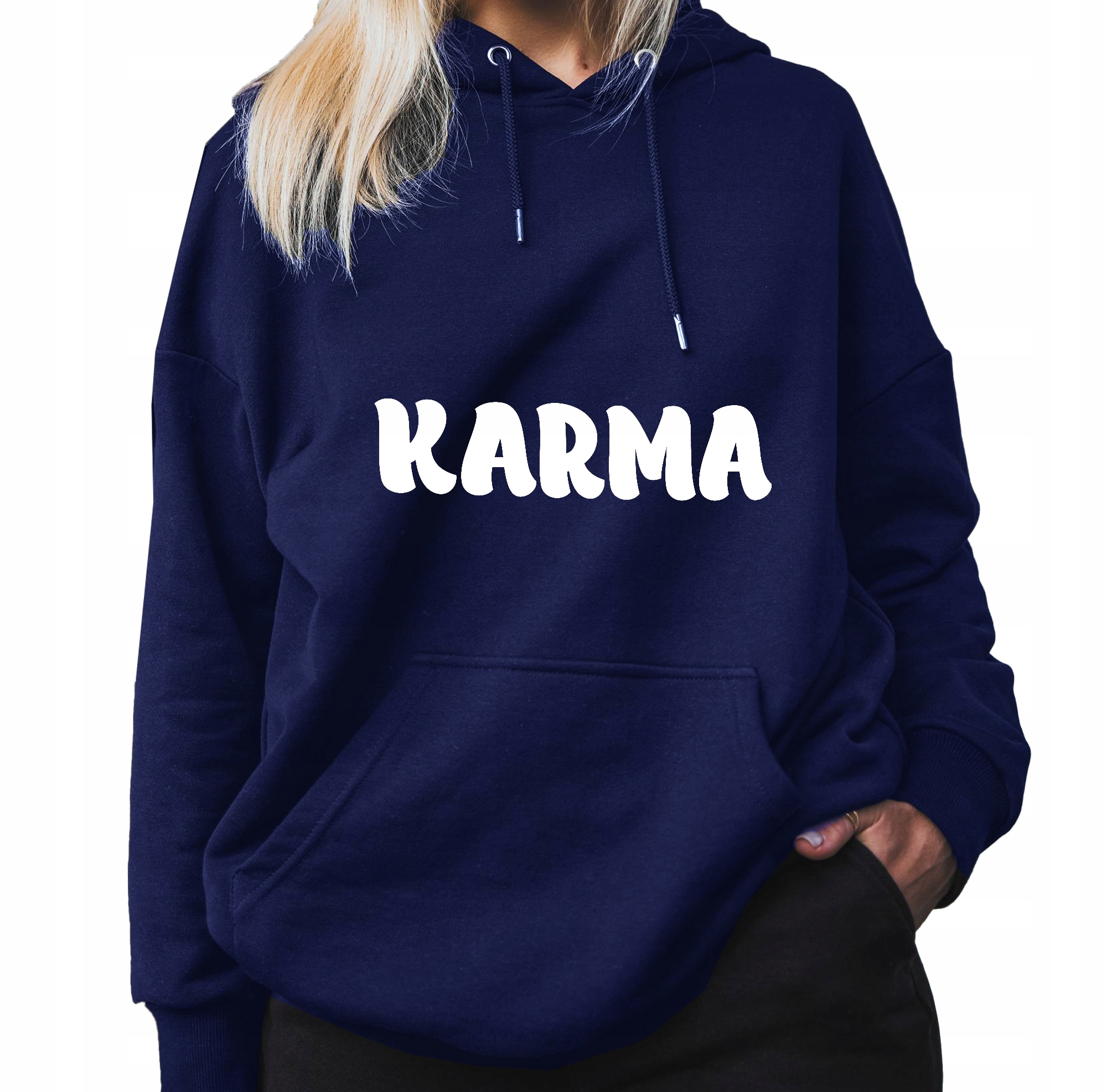Modrá Mikina S Kapucí Karma Stylová Krásné ženské vzory S