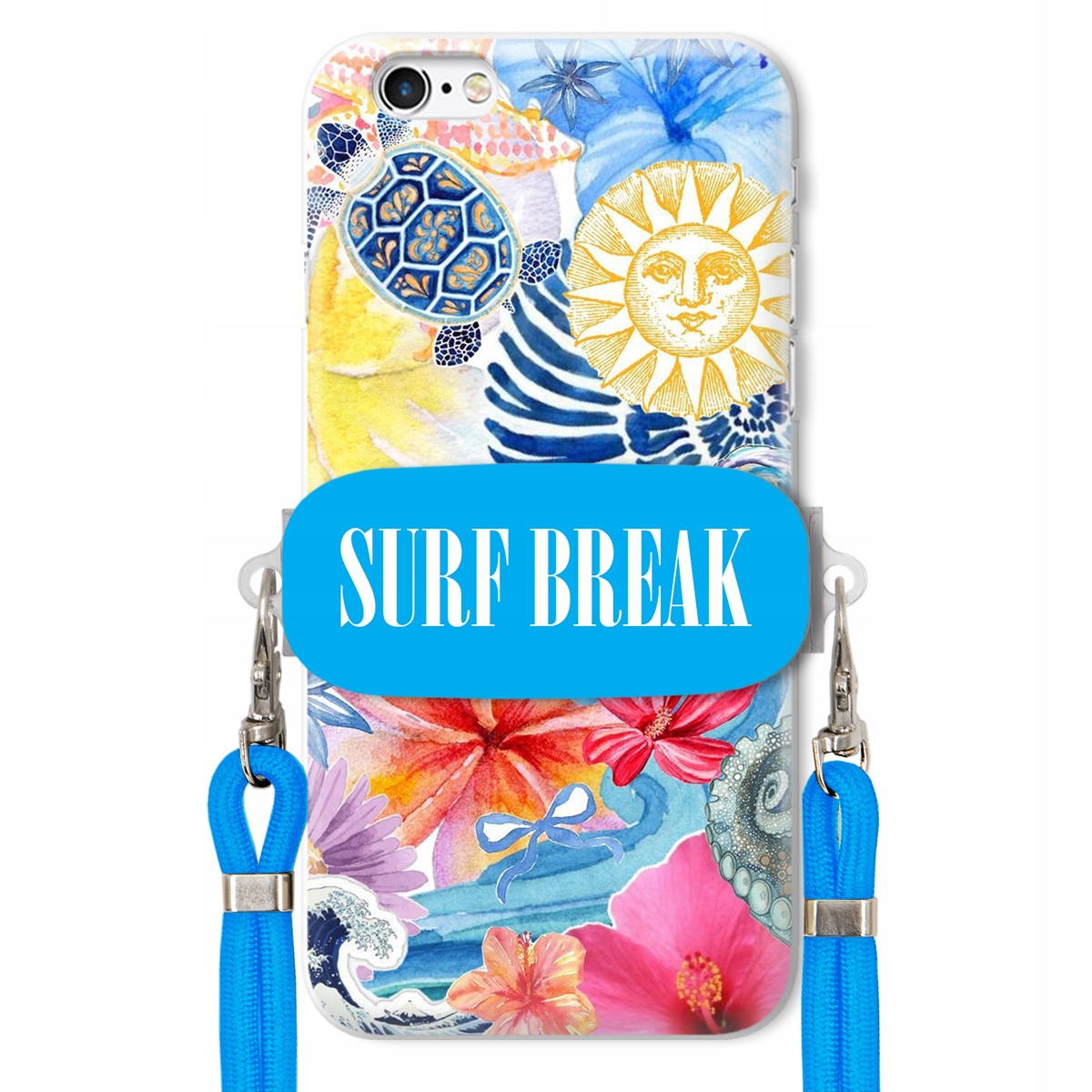 Pouzdro pro iPhone 6 Plus Crossbody vodítko modré Držák Surf Break Dovolená