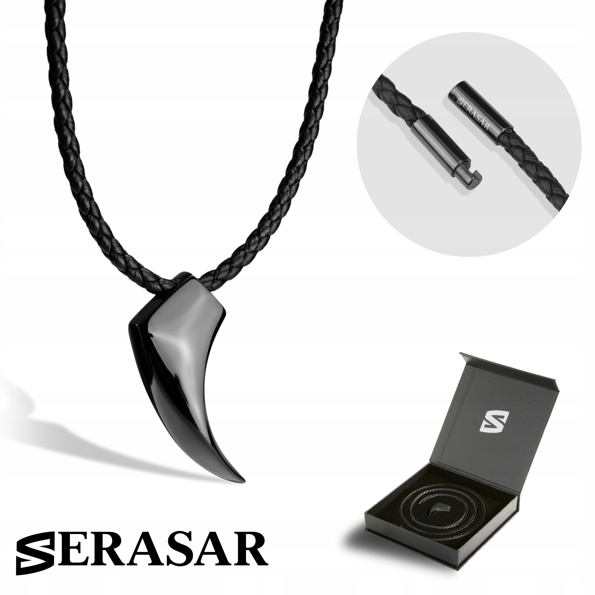 Pánský kožený náhrdelník [Wolf] Černý