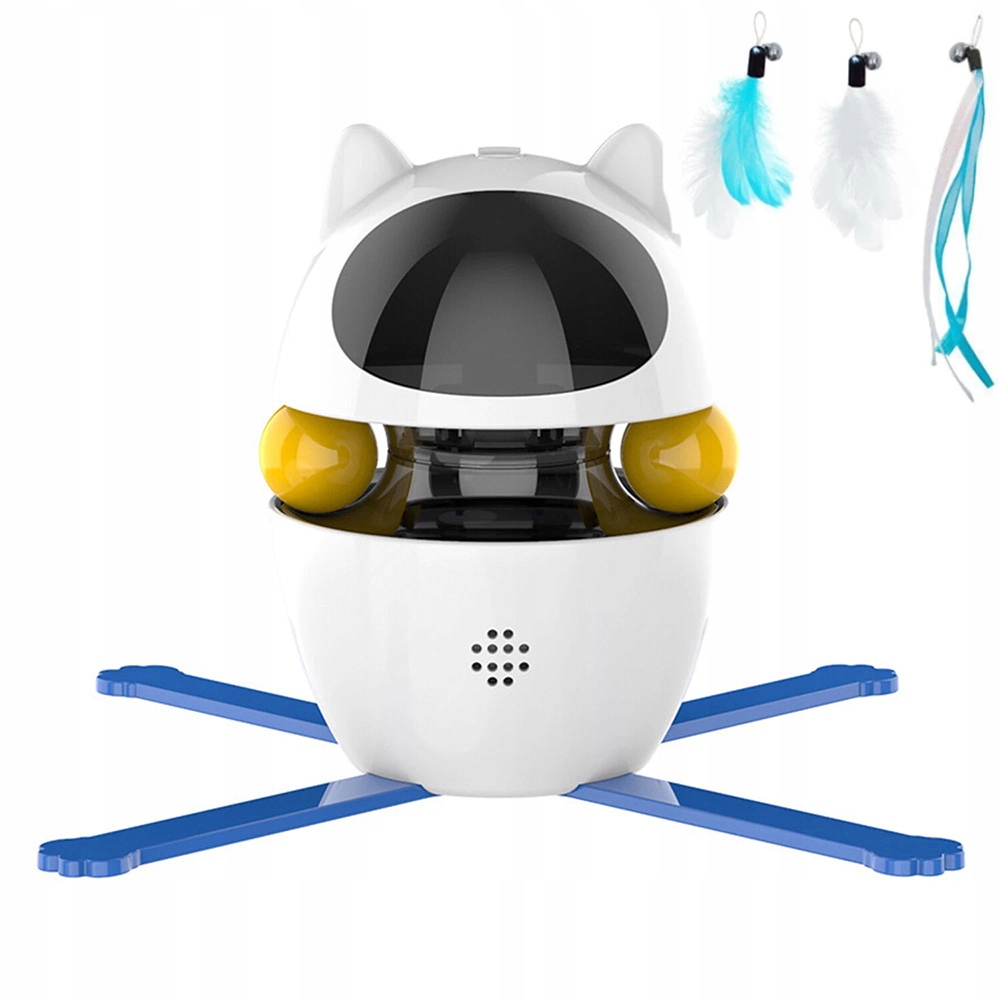 Robotická pro kočky hračka s laserem a bílým peřím